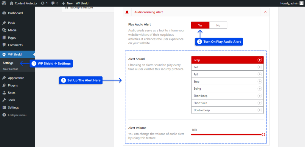 1 How to add an audio warning for protected content