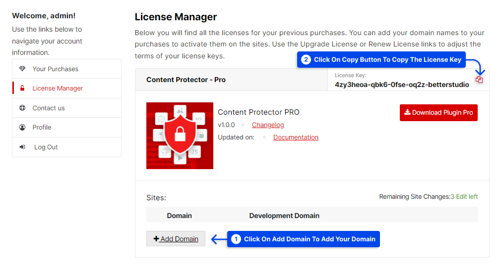 2 add domain in the licesne manager 1