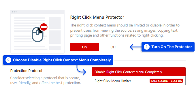 2 disable the right click menu 1