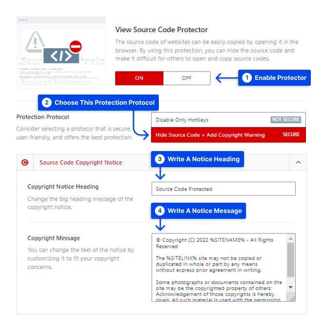 4 Hide Source Code Add Copyright Warning