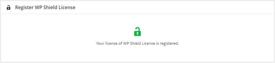 4 Your license of WP Shield License is registered.