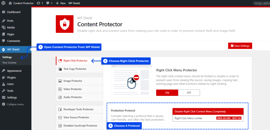setting up right click protector